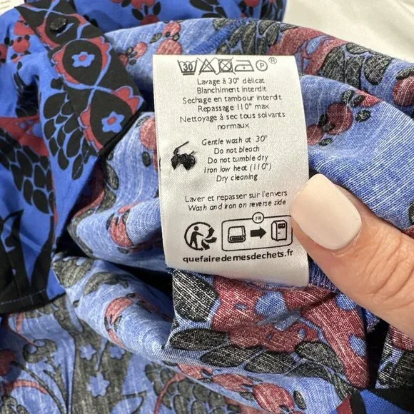 NWT Sezane [ 4 US / 36 ] Lola Printed V Neck Mini Dress in Atla Beue #Q374 - Picture 5 of 16